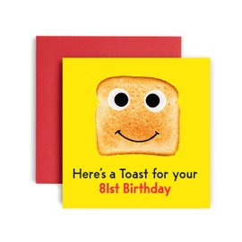 Huxters 81st Birthday Card – Funny Birthday Cards for Women and Men – Here’s a Toast Happy Birthday Card – Paper Birthday Card for Him and Her – Carbon Neutral Toast Birthday Card and Envelope (81st)