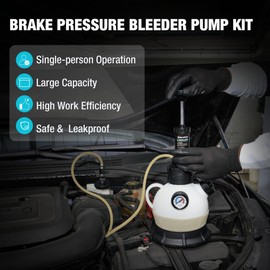 DURATECH 2L Manual Brake Bleeder Kit with 3 Master Cylinder Adapters, One Person Brake Fluid Pressure Bleeder with 1L Refilling Bottle, Large Capacity, Compatible with Most Vehicles