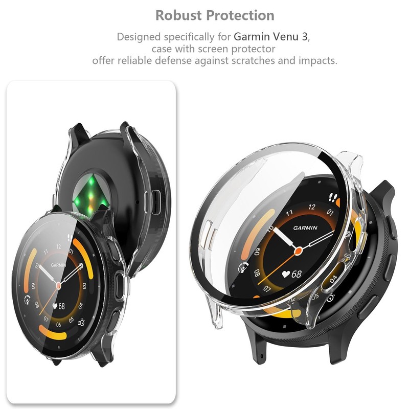 [4-Pack] Case with Tempered Glass Screen Protector Compatible with Garmin