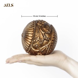 AELS 4" Vintage Decorative Balls Orbs, Set of 3 Decorative Spheres for Bowls and Trays, Antique Dining Table Centerpieces, Home Decor for Living Rooms, Dining Room, Coffee Table, Bronze Gold