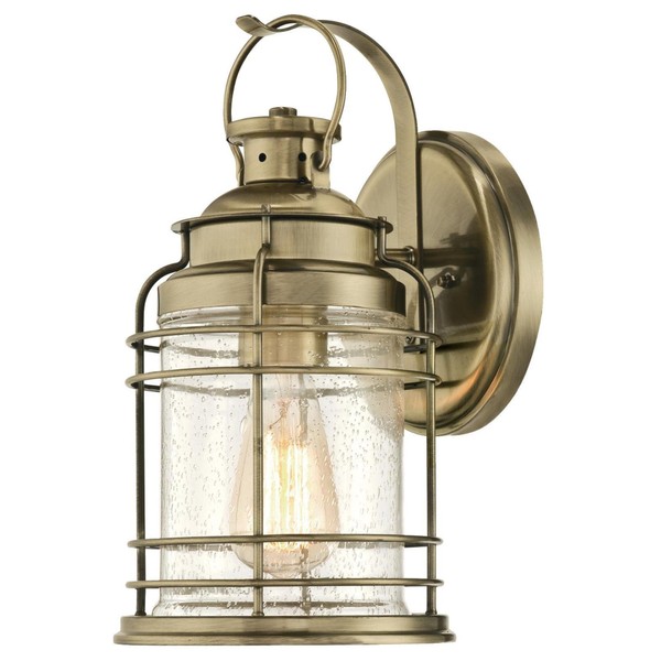Westinghouse Lighting 6335200 Kellen One-Light Outdoor Wall Fixture, Antique Brass Finish with Clear Seeded Glass