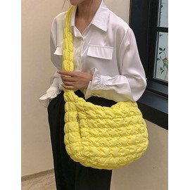 Women Quilted Tote Bag Large Capacity Crossbody Puffer Lightweight Padding Shoulder Bag Hobo Satchel Handbag Zip Purse