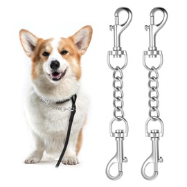 ElevateTech Metal Dog Collar Safety Clip 2 Pack Stainless Steel Heavy Backup for Prong Collar, Dog Harness Collars Connector (7.5 inches)