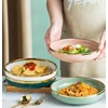 KeyChefLAB 8.25-Inch Porcelain Ceramic Deep Dish Plates for Kitchen, White
