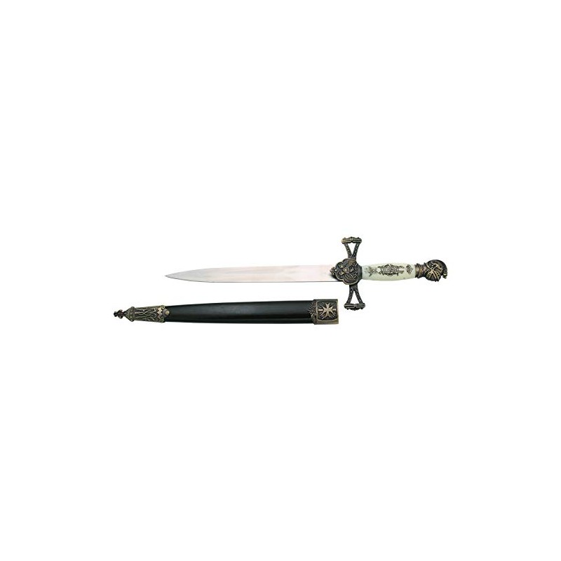 Amont Medieval Dagger 13747-1 Bronze Knob, White Handle with Black