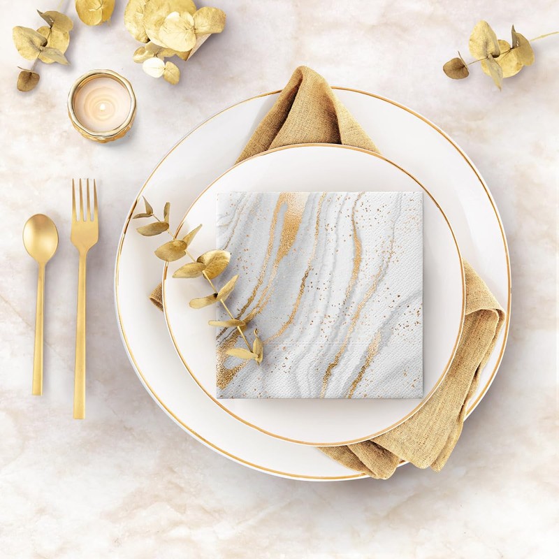 Paw Golden Marble Lunch Napkin