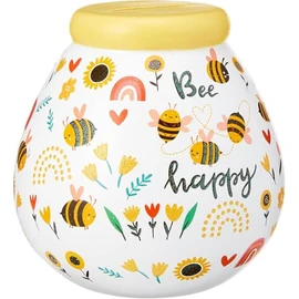 Pot of Dreams Hand Painted Bee Happy Kids Save And Smash Handcrafted Ceramic Money Box | Eco Freindly & Recyclable Piggy Bank | Perfect Decorative Gift and Save for New Toys & Video Games