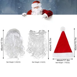 Gxlaihly Santa Beard Wig Hat Set, Santa Claus Wig and Beard Set with Hat, Christmas Santa Cosplay Accessories