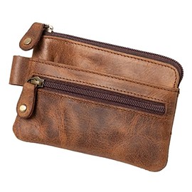 Alassio 42242 Key Case Genuine Leather Key Case with 2 Key Rings Additional Zip Compartment and 2 Slip Pockets Key Organiser in Brown Key Case Approx. 7.5 x 10 cm, brown, Key case