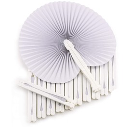 WeddingTree® 60 x White Paper Hand Fans, Foldable DIY and Decorative Fun for Young and Old, Gift for Guests at Weddings, Flamenco Parties, or Belly Dancing