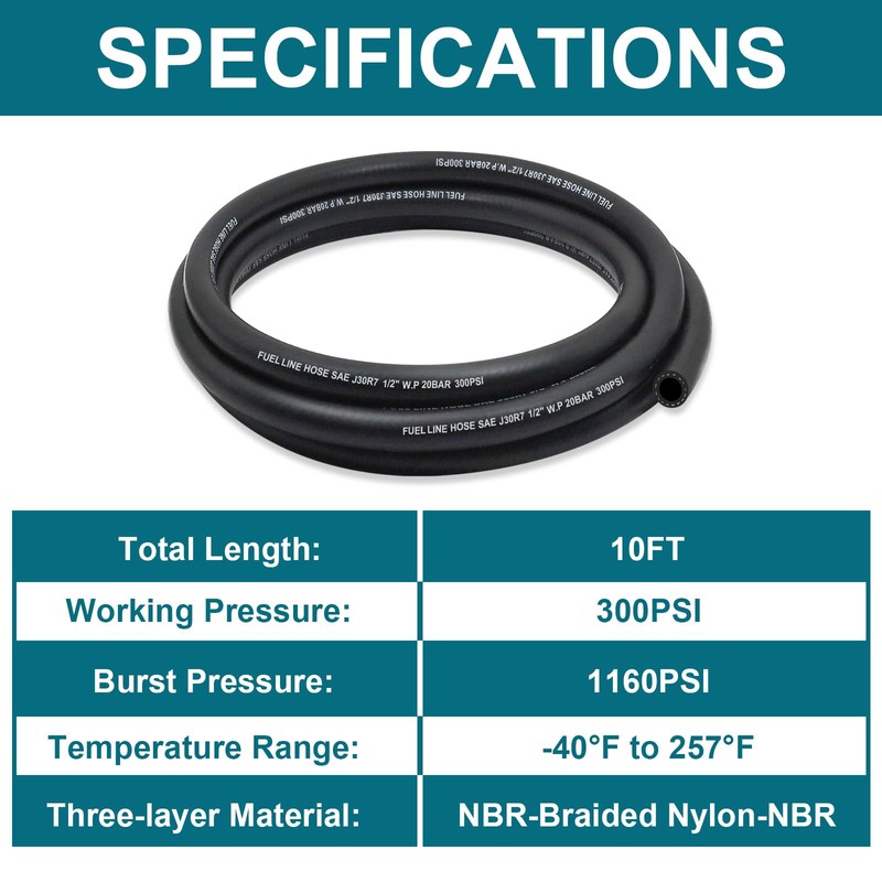ZONBANG 5/16 Fuel Line, Fuel Line Hose 10 Feet