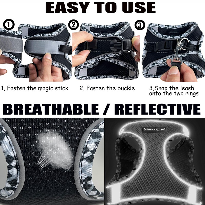 TEEMERRYCA No Pull Step in Small Dog Harness and Leash