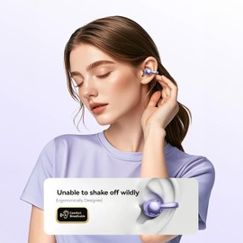 LONGLIV Auriculares Bluetooth Abiertos, Auriculares de Conducción ósea, Auriculares Deportivos con Clip para la Oreja, Smart Touch, Llamadas Estéreo HD con Cancelación de Ruido (Morado)