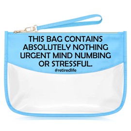 Sazuwu Retired Life Blue Makeup Bag Funny Retirement Gifts for Coworker Farewell Gifts for Friends Going Away Cosmetic Travel Bag Organizer Retired Gift for Women Grandma Mom Colleagues Teachers Boss