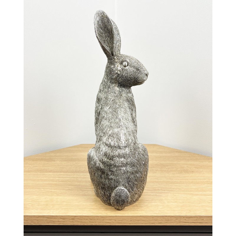 Alfie Francis 35cm Tall Large Silver Hare Ornament Sculpture Statue