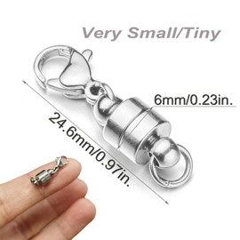 Mizeer Stainless Steel Magnetic Necklace Clasps and Closures, Magnetic Clasp Converter for Jewelry Making Supplies, Chain Extender Connector for Bracelet (2pcs Silver)