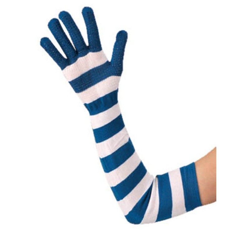 Captain Stag UV Protection Arm Cover with Fingers Blue Stripe