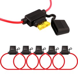 QitinDasen 5 x Professional Medium Waterproof Car Fuse Holder, Car Truck Blade Fuse Holder with Fully Moulded Housing and Wiring Harness, 15 Pieces Standard Blade Fuse