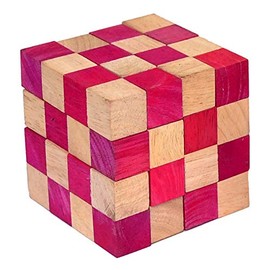 Cobra Cube Large Red, Snake Cube Anaconda Red Large, Cube Snake 4 x 4 x 4 Puzzle Wood Puzzle IQ Puzzle Cobra Cube, Snake Cube, Anaconda Brain Teaser IQ Test 3D Puzzle