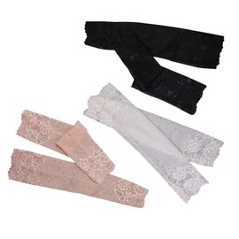 IWOWHERO 3 Pairs Lace Arm Sleeves Lace Sleeves to Cover Arms Wedding Arm Sleeves Sun Sleeves Long Cooling Sleeve Women Gloves Lace Arm Covers Man Sun Protection Long Glove