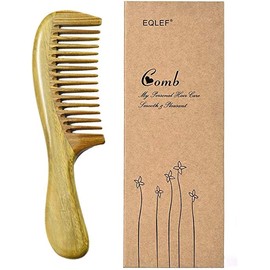 EQLEF Green sandalwood wide-tooth no static handmade comb (20cm)
