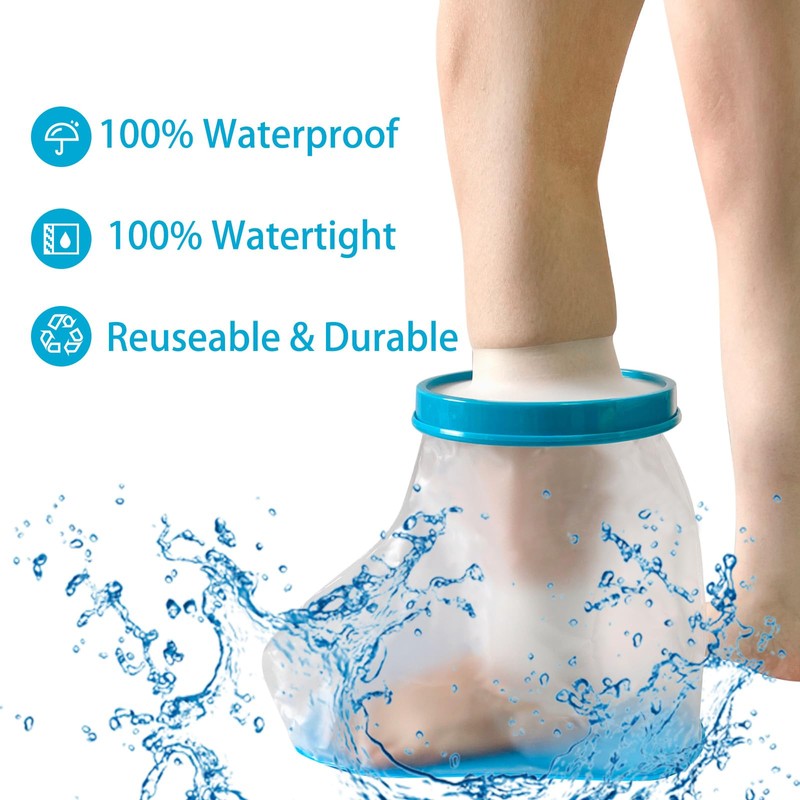 Tideshake Non‑Slip Waterproof Foot Cast Cover for Showering, Reusable Adult