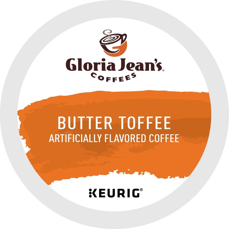 Gloria Jean's Butter Toffee Keurig Single-Serve K-Cup Pods, Medium Roast,