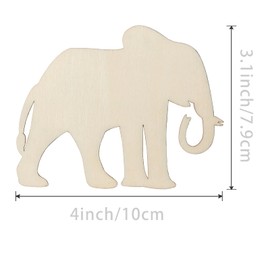 Elephant Wood Craft Animal Unfinished Wood DIY Craft Ornament for Wedding Birthday Thanksgiving Party Animal Theme Party Decoration 20Pack