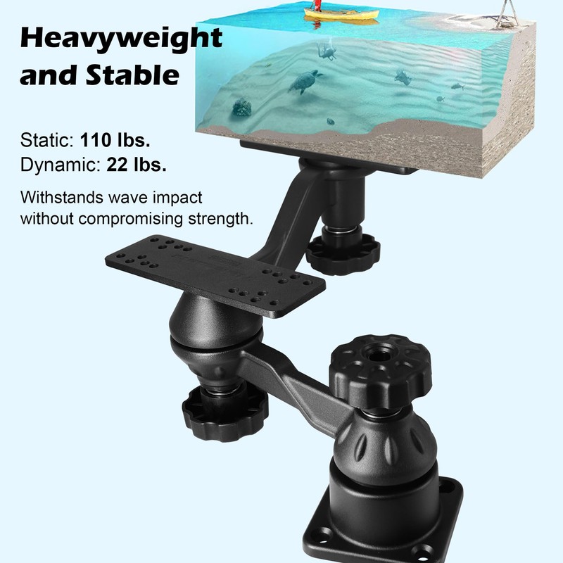 WINDFRD Aluminum Dual Graph and Fish Finder Mount Screen Bracket