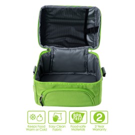 Bentgo® Deluxe Lunch Bag - Durable and Insulated Lunch Tote with Zippered Outer Pocket, Internal Mesh Pocket, Padded and Adjustable Straps, & 2-Way Zippers - Fits All Bentgo Lunch Boxes (Green)