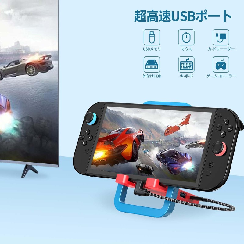 Switch 2 用ドック【2025新型-5in1-折りたたみ収納可能】AriKroii スイッチ2ドック HDMI 変換アダプター 旧型Switch/OLED/ 2用 テレビ接続出力 HDMI2.0/4K@60Hz/PD100W/USB-C/USB2.0/USB3.0対応