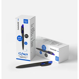 DataSafe Retractable Clicky Ballpoint Writing Pens, Black Casing, Medium Point (1.0 mm) with Soft Touch (36 Count (Pack of 3), Blue)