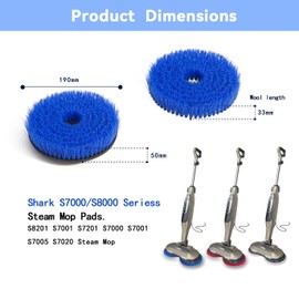 2 Pack S7001 Upgraded Mop Pad Replacement Brush Heads for Shark Steam Mop Pads | Professional Cleaning and Polishing | Compatible with Shark S8201/S7000Series | for Deep Cleaning Hard Floors (Blue)