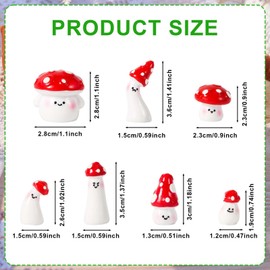 7pcs Miniature Mushrooms, Mini Mushrooms Figurines Ornament Cute Tiny Resin Mushrooms Statue for Outdoor Garden Micro Landscape Plant Pots Bonsai Crafts Home Room Party Decor
