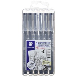Staedtler 308 SB6P Pigment Liner Fineliner Technical Drawing Pens Assorted Line Width - Set of 6