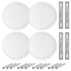 TOLIDA 4pcs 5-inch Ceiling Blank-Up Cover with Center Screw - Flat Round Wall Hole Cover Plate fits 3.25 to 4 Electric Box, Metal Circle Wallplate to Cover Openings Above Ceilings or Walls, White