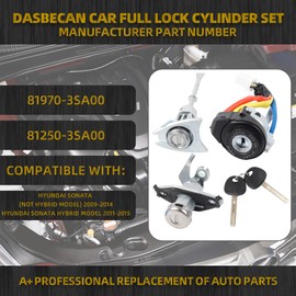 Dasbecan Ignition Switch Door Lock Cylinder with 2 Keys Compatible with Hyundai Sonata 2009-2014 Replaces# 81970-3SA00 81250-3SA00 (6Pins)