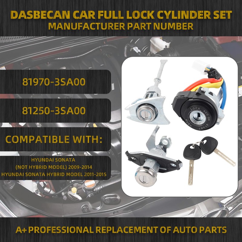 Dasbecan Ignition Switch Door Lock Cylinder with 2 Keys Compatible