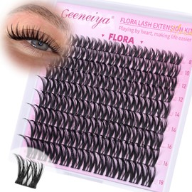 Geeneiya FLORA Lash Clusters, 8-18MM Wispy Eyelash Clusters, Natural Cluster Lashes for Beginners, Waterproof Cluster Eyelash Extensions DIY Lashes (Not Kit)