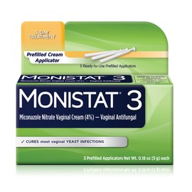 Monistat 3 Day Yeast Infection Treatment for Women, 3 Miconazole Pre-Filled Cream Applicators, 1 Pack