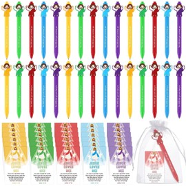 30 Sets Christian Gifts Bulk Bible Verses Pens Jesus with Loves You Greeting Card & Organza Bag Religious Jesus Figures Ballpoint Pens for Church Sunday School Supplies Easter Christmas Party