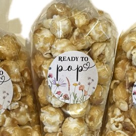 Baby Shower Favours - Ready to Pop - Popcorn Favour Bags - favour bags stickers and ties (Wildflower)