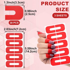 SmallCat 30 PCS Nail Polish Protector for Fingers, U Shape Nail Polish Protectors, Gel Nail Sticker, Finger Protection Cuticle Protector Tape for Nail Painting -Red