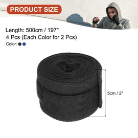 PATIKIL Boxing Hand Wraps, 197 Inch Length Elastic Boxing Wraps Cotton Fist Mitts Wrist Straps Protection for Muay Thai Martial Arts Kickboxing Bandages, Black/Blue