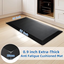 Anti Fatigue Kitchen Mats for Floor, 9/10 Extra Thick Cushioned Standing Desk Mat, Comfort Memory Foam Ergonomic Kitchen Rugs and Mats Non-Slip Waterproof for Office, Kitchen, Sink, 20" x 32"