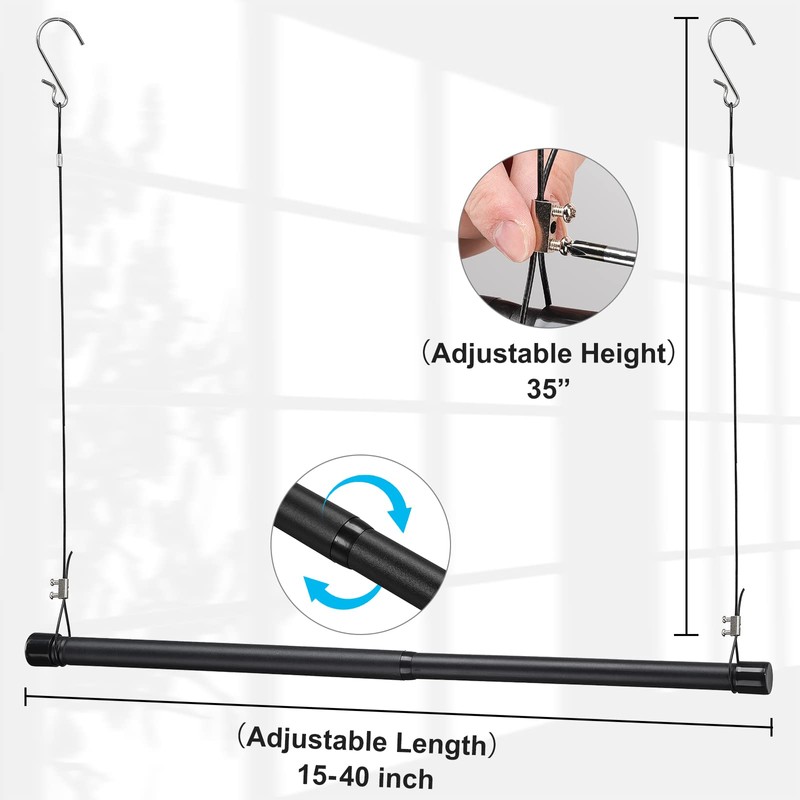 INFLATION 2 Pack Hanging Closet Rod 15-40 Inch Adjustable Width