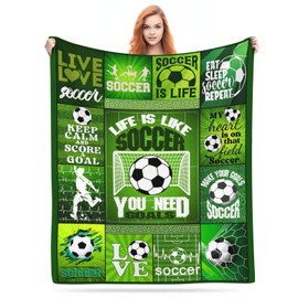 Hairxr Soccer Blanket Fleece Soccer Balls Throw Football Team Player Sports Blankets 40X50 Inch Mom Gifts for Boys Teen Girls Men Women Coach