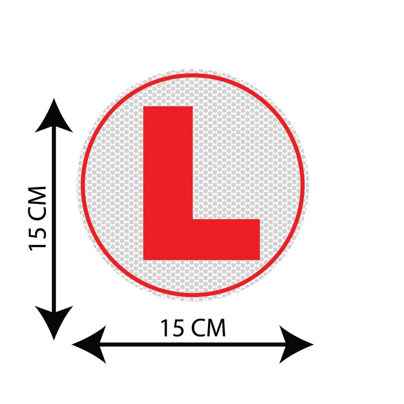 CVANU 2pcs Reflective L-Board Learner Driver Vinyl Exterior Decal Red_(15cm