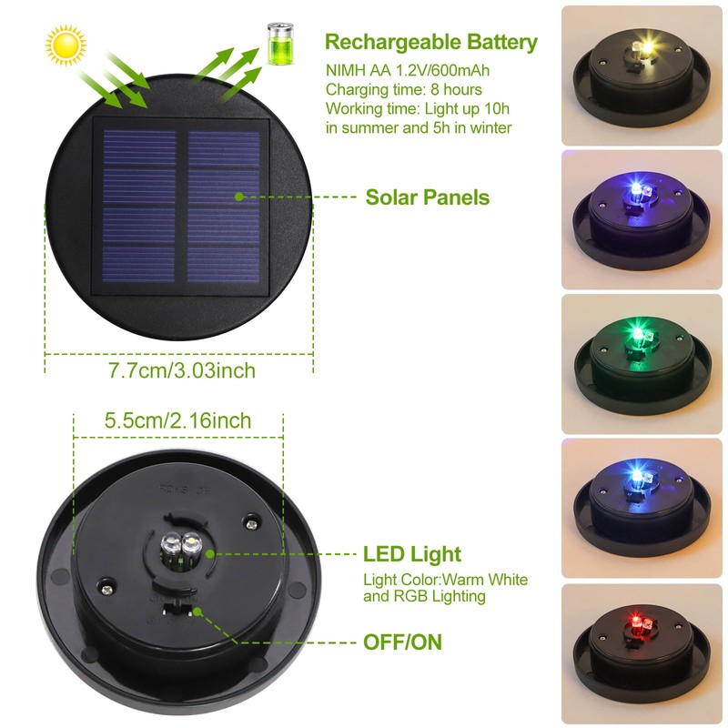 Solar Lights Replacement Top Panel Lantern: Warm White and RGB