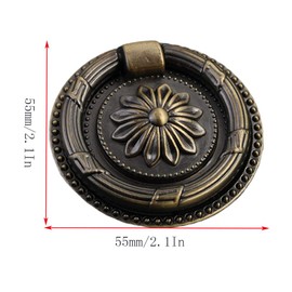 Jinyuanchao Drop Ring Handles Dresser Ring Pull Brass Oil-Rubbed Bronze 2 inch Diameter Cabinet Cupboard pulls Drawer Ring Handle knob 6Pcs